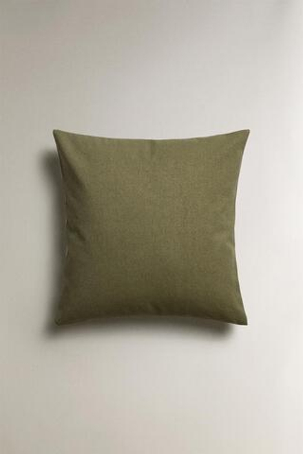 ZARA HOME ОДНОТОННЫЙ ХЛОПКОВЫЙ ЧЕХОЛ ДЛЯ ДЕКОРАТИВНОЙ ПОДУШКИ, ЗЕЛЕНЫЙ