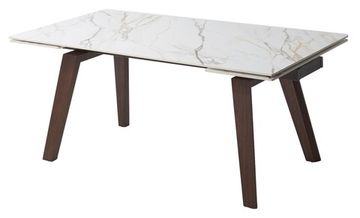 Стол BETIS 180 MATTE GILDED WHITE SOLID CERAMIC / Орех