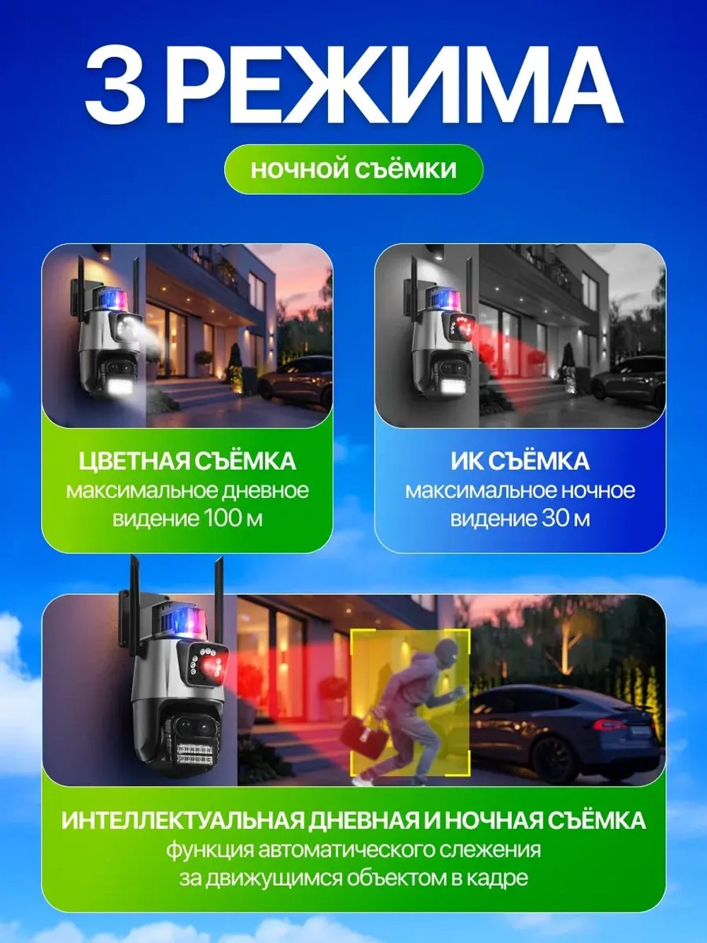 Уличная камера видеонаблюдения 6MP зум 8Х + MicroSD 64Gb