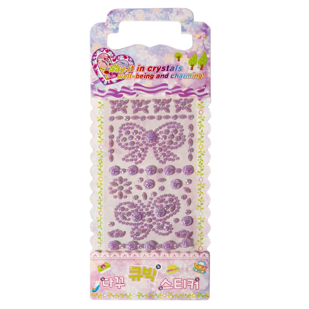 Наклейки-стразы Alingar, акриловые, "Бабочка и бантик", ассорти, пакет с европодвесом