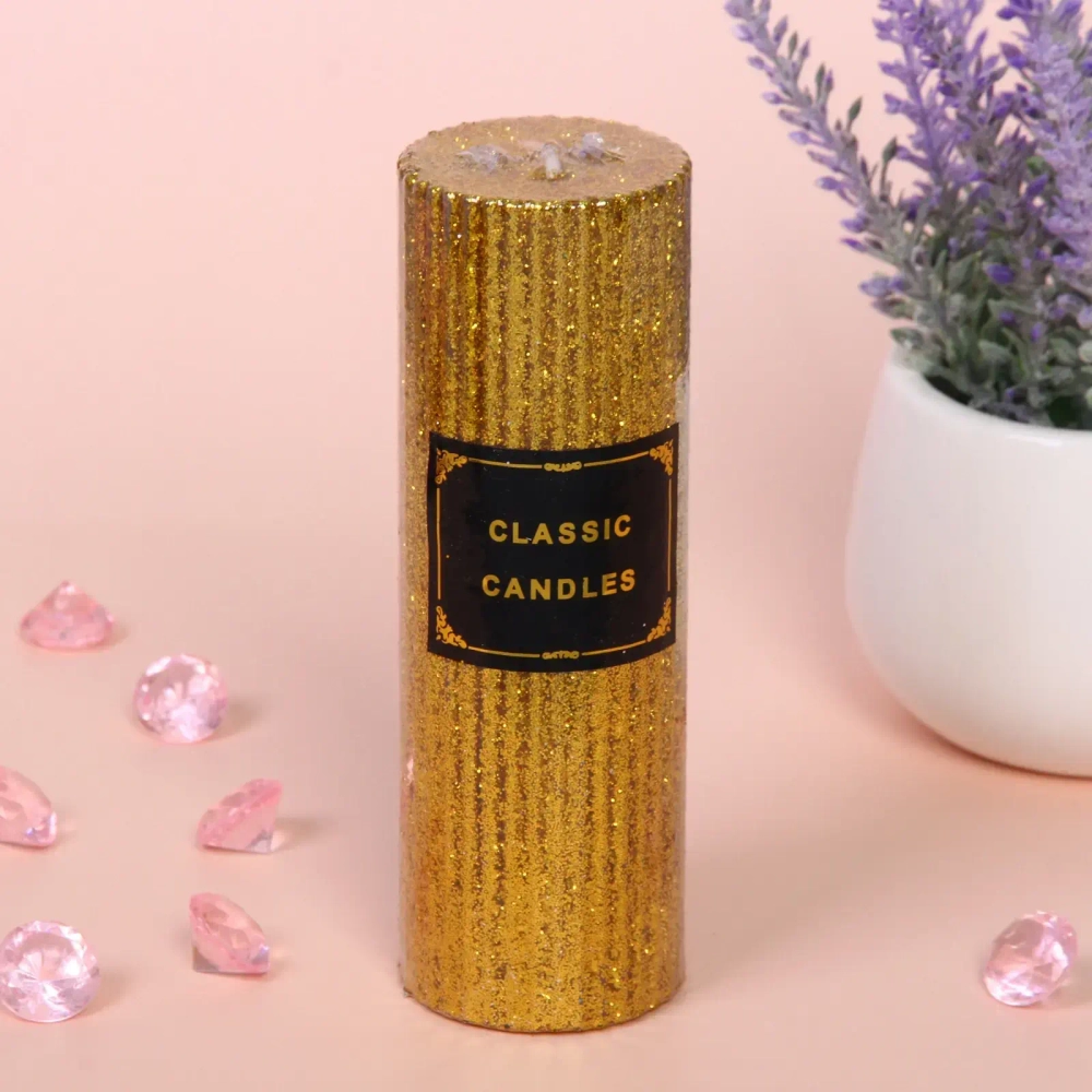 Свеча «Блестящий шик» 5*15 см, Золото