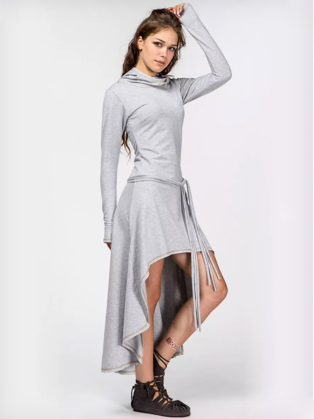 Платье Chintamani с длинным рукавом сер.меланж