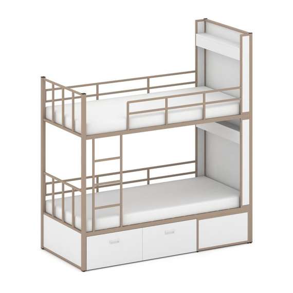 Overnight Кровать 2-х ярусная ON.K2-001 Белый/Металл Латте 2080*950*2260