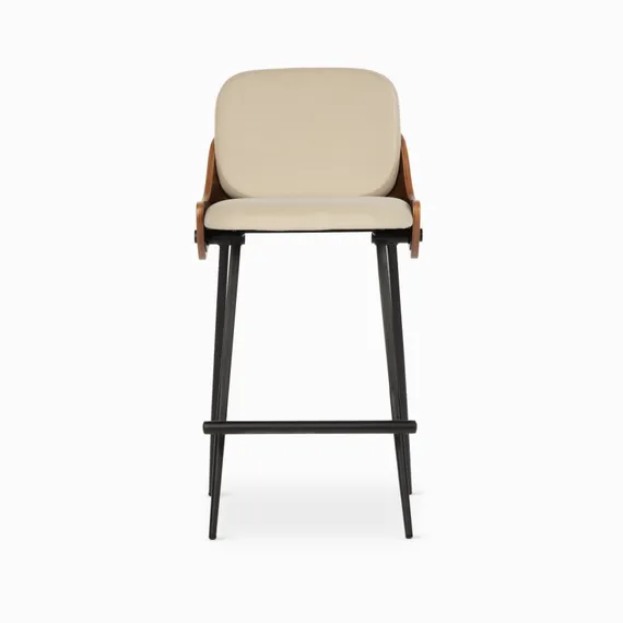 Полубарный стул Dune 65 см, бежевая экокожа, спинка орех