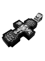 Крест деревянный с элементами серебра "Распятие.Архангел Михаил.Молитва Ангелу Хранителю"