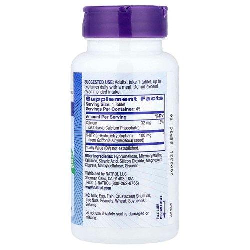 Natrol, 5-HTP, медленное высвобождение, 100 мг, 45 таблеток