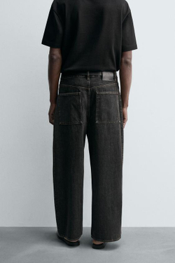 ZARA ДЖИНСЫ WIDE FIT, КОРИЧНЕВЫЙ