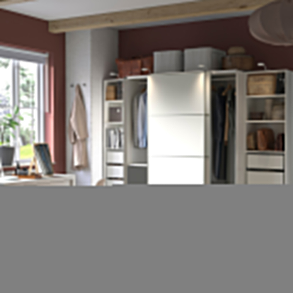 Гардероб PAX MEHAMN с 2 дверями-купе, 6 полками, 10 ящиками и 2 штангами (белый)  170*45*260