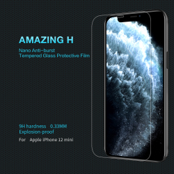 Защитное стекло с прозрачными рамками от Nillkin для iPhone 12 mini, серия H Anti-Explosion Glass Screen Protector