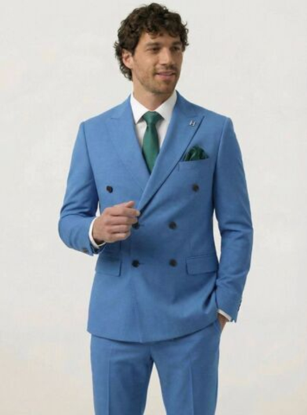 Мужской костюм двубортный (голубой) А69