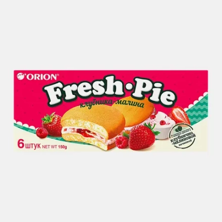 Пирожное бисквитное с клубнично-малиновой начинкой Orion Fresh Pie 150г