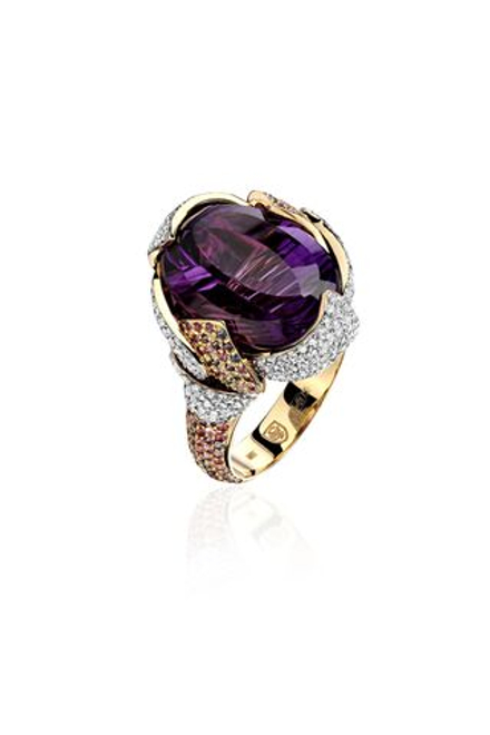 Кольцо с аметистом  из желтого золота JA-K-414293-1