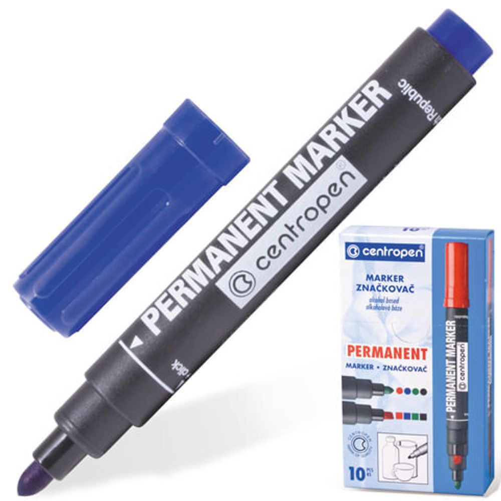 Маркер перманент. CENTROPEN PERMANENT 2,5 мм синий круглый