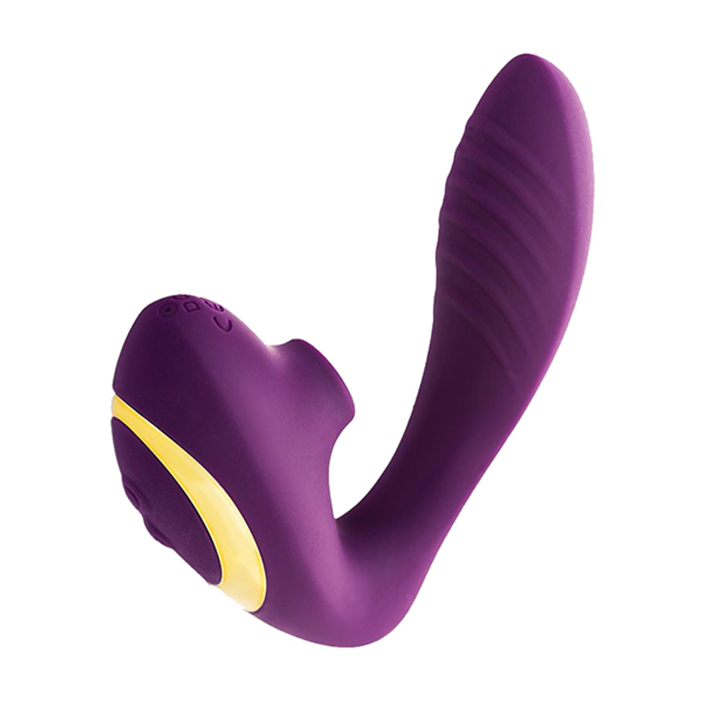 Фиолетовый вибромассажер 14см с двойной стимуляцией ToyFa L'roina Mave 561027