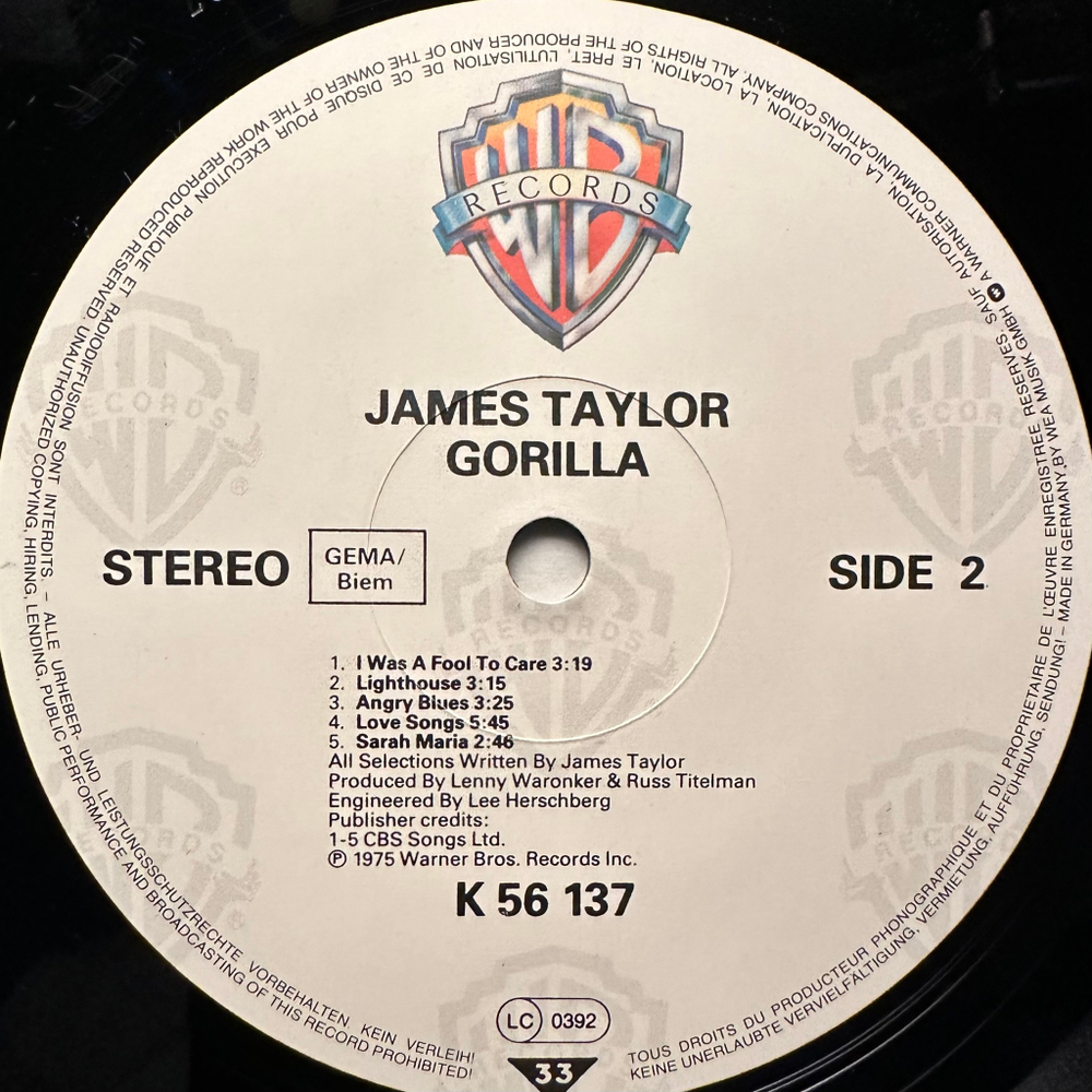 James Taylor - Gorilla (Германия)