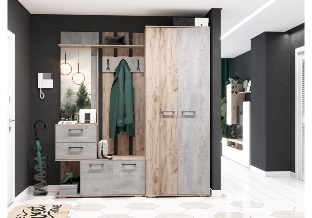 Шкаф Вальс ШК-800 дуб крафт серый / бетонный камень