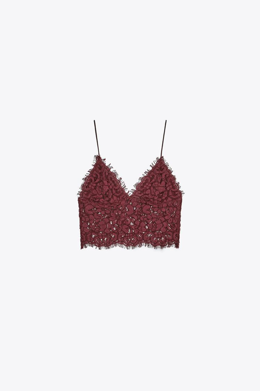 ZARA УКОРОЧЕННЫЙ ТОП С ВЫШИВКОЙ, БУРГУНДИ