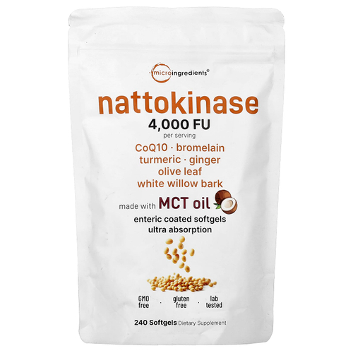 Micro Ingredients, наттокиназа, 240 капсул