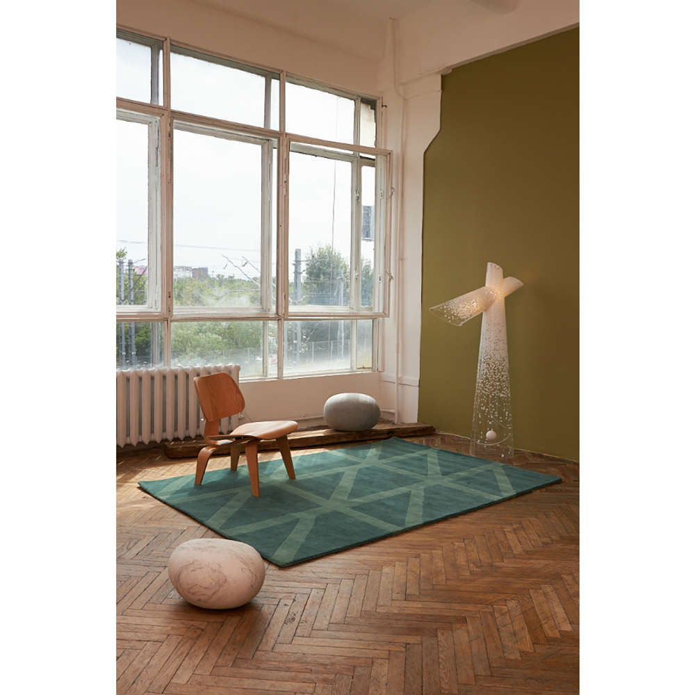 Ковер шерстяной ручной работы geometric dance зеленого цвета, 200х280 см