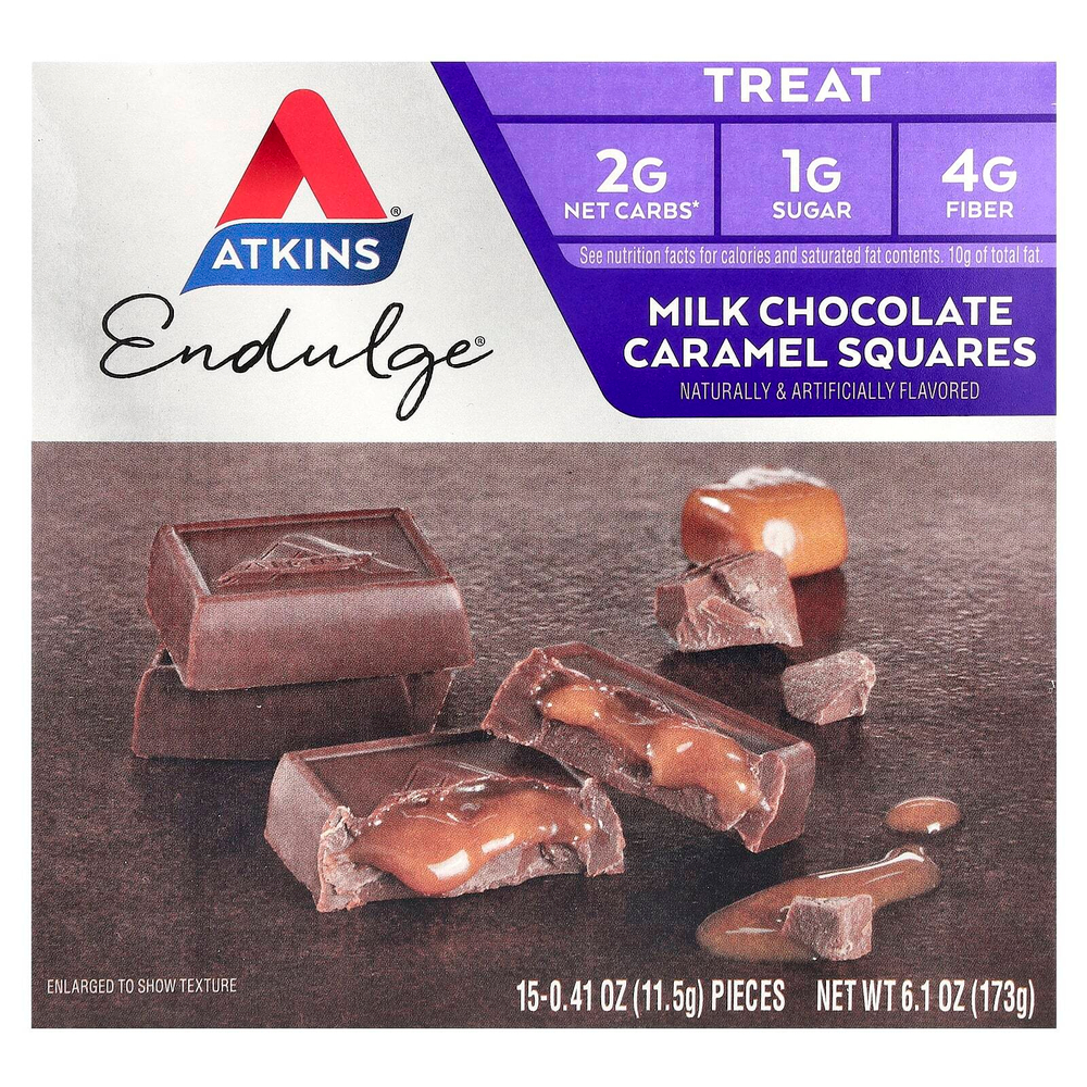 Atkins, Treat, молочный шоколад и карамель, 15 шт., 11,5 г (0,41 унции)