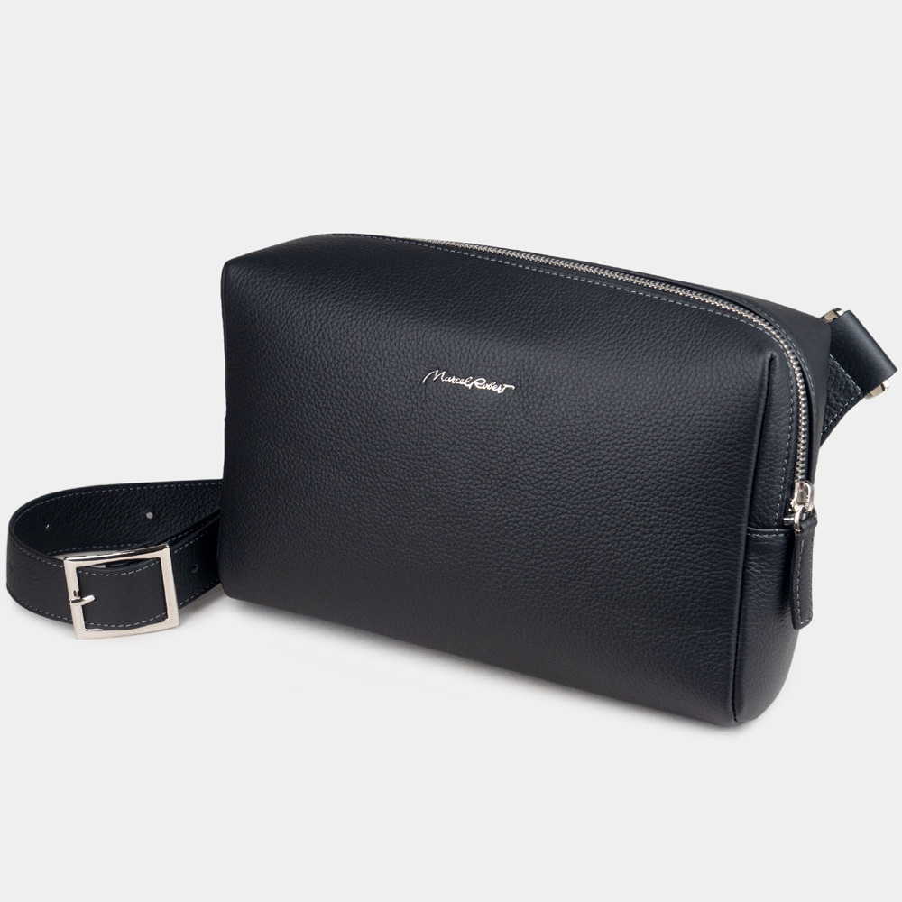 Сумка поясная Slash из кожи теленка, черного цвета