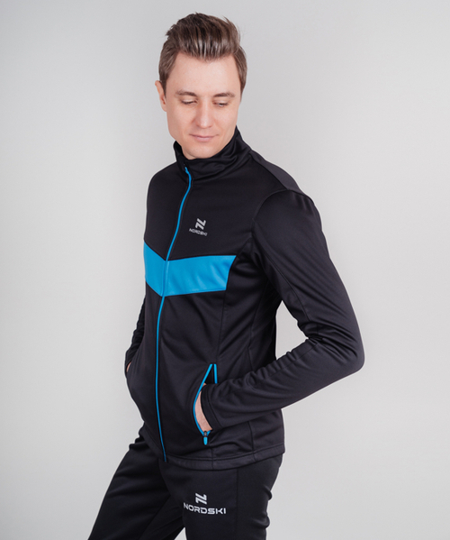 Куртка разминочная NORDSKI BASE Black/Blue, мужская, NSM810170