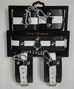 Набор фиксаторов из черной и белой натуральной кожи