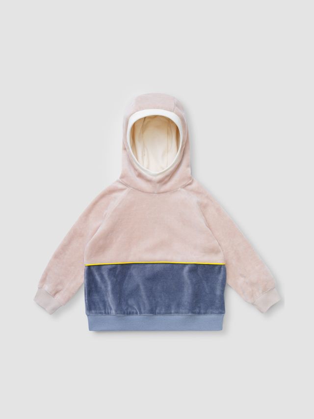 Толстовка с капюшоном из велюра беж/серый