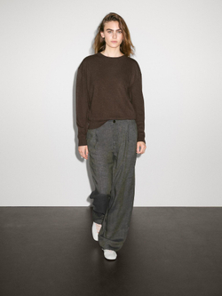 Massimo Dutti Свитер из 100% кашемира с круглым вырезом, коричневый