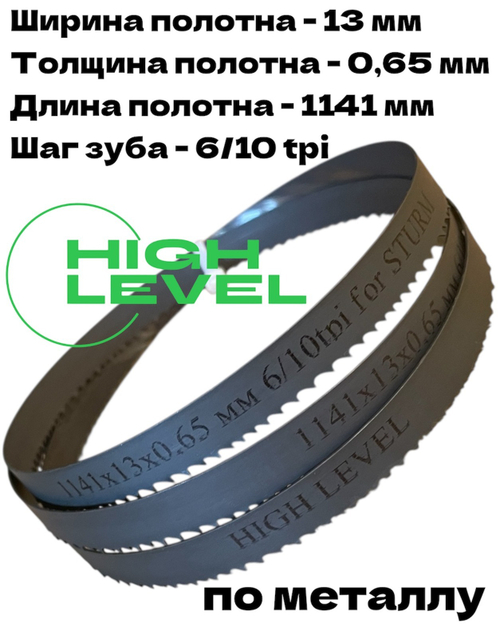 Полотно по металлу 1141х13х0,65 мм 6/10 tpi для ленточной пилы Sturm BSM3314P