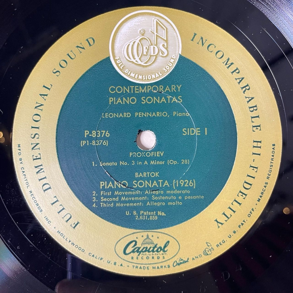Винтажная виниловая пластинка LP Leonard Pennario Bartok, Pennario, Rozsa, Contemporary Piano Sonatas (USA 1957)