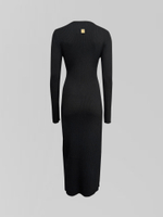 Платье 7026 однотонное в рубчик с металлической вставкой