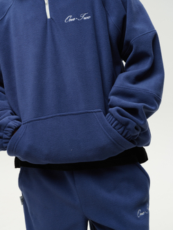 Drawstring Half-Zipped Sweatshirt Navy Smoke