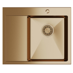 Мойка настол.монтаж 60х50 (3,0) прав. вып 3 1/2  MIXLINE ПРО С ФАСКОЙ 20см с сифоном (бронза)