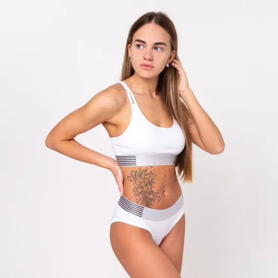 Комплект женский (топ с тонкими лямками, трусы), цвет белый МИКС, размер 42-44
