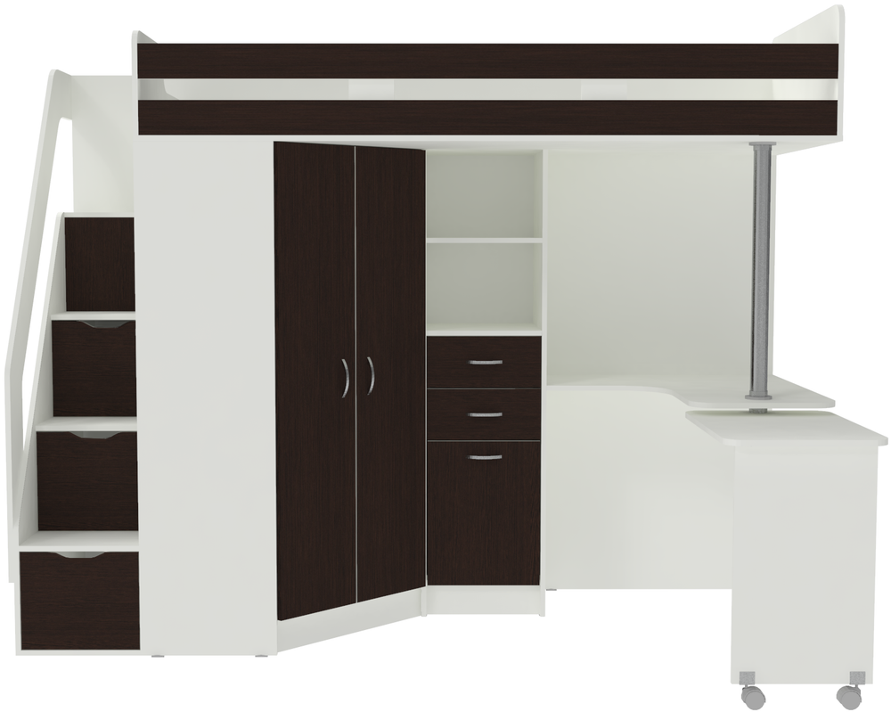 Кровать-чердак КарИВи Мийа Белый  Венге