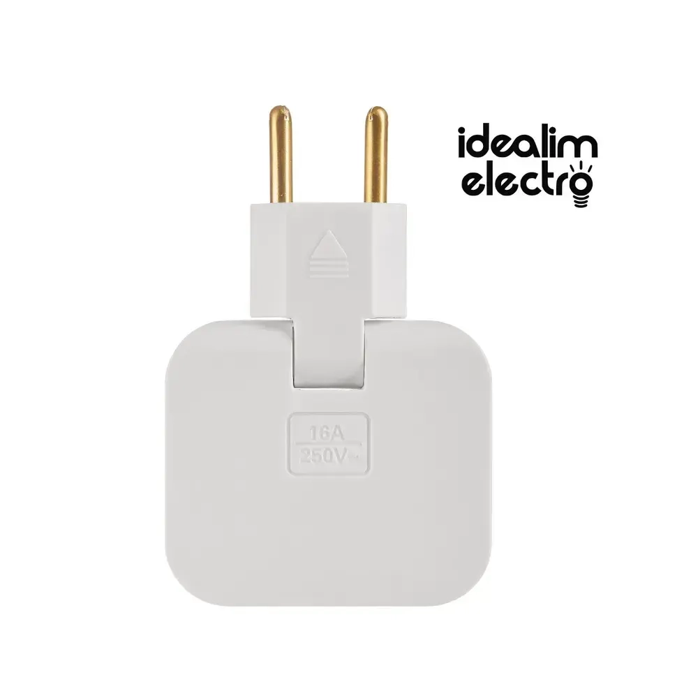 Тройник плоский поворотный для розетки усиленный, разветвитель 180 градусов, переходник