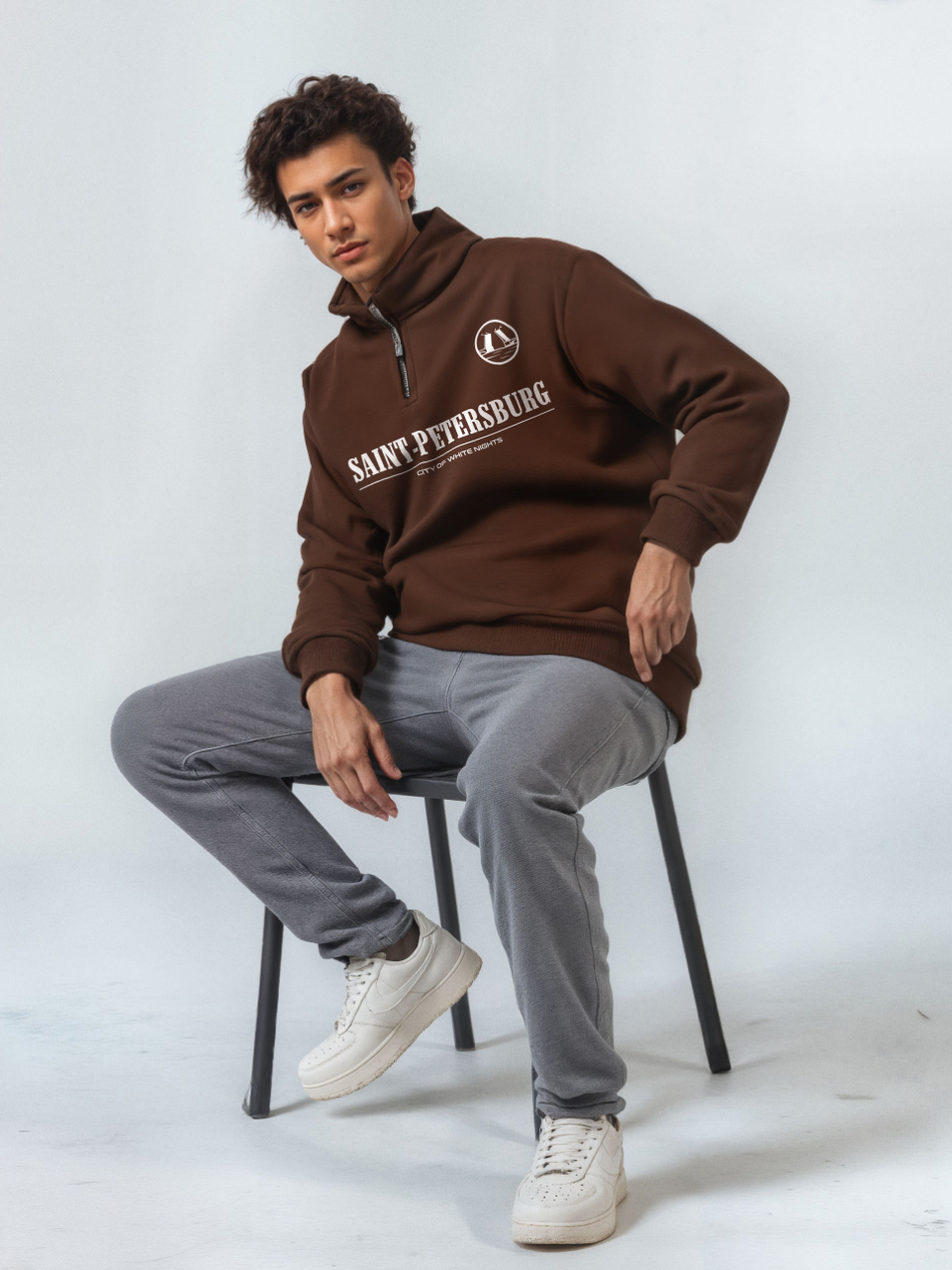 Толстовка мужская с зип-воротником "Saint Petersburg" красный