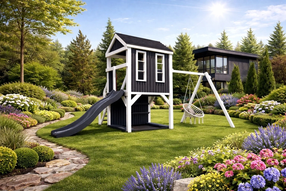 Детский домик с качелями "Сканди"