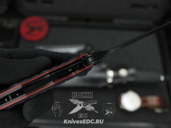 Складной нож НОКС Аватар М Red-Black 334-709404 на подшипниках c клинком из стали D2, рукоять G10