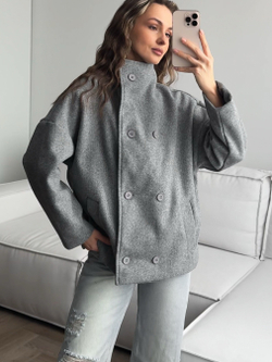 Пальто укороченное, с воротом стойкой