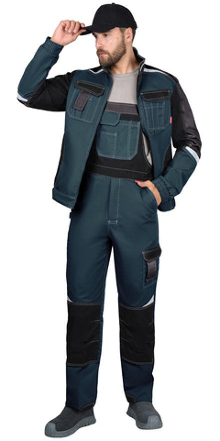 Костюм СИРИУС-КАСПИЙ куртка, полукомбинезон, морена с чёрным, тёмно-серым и СОП