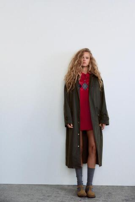 ZARA МИНИ-ПЛАТЬЕ С УЗОРОМ «РОМБЫ», КРАСНЫЙ