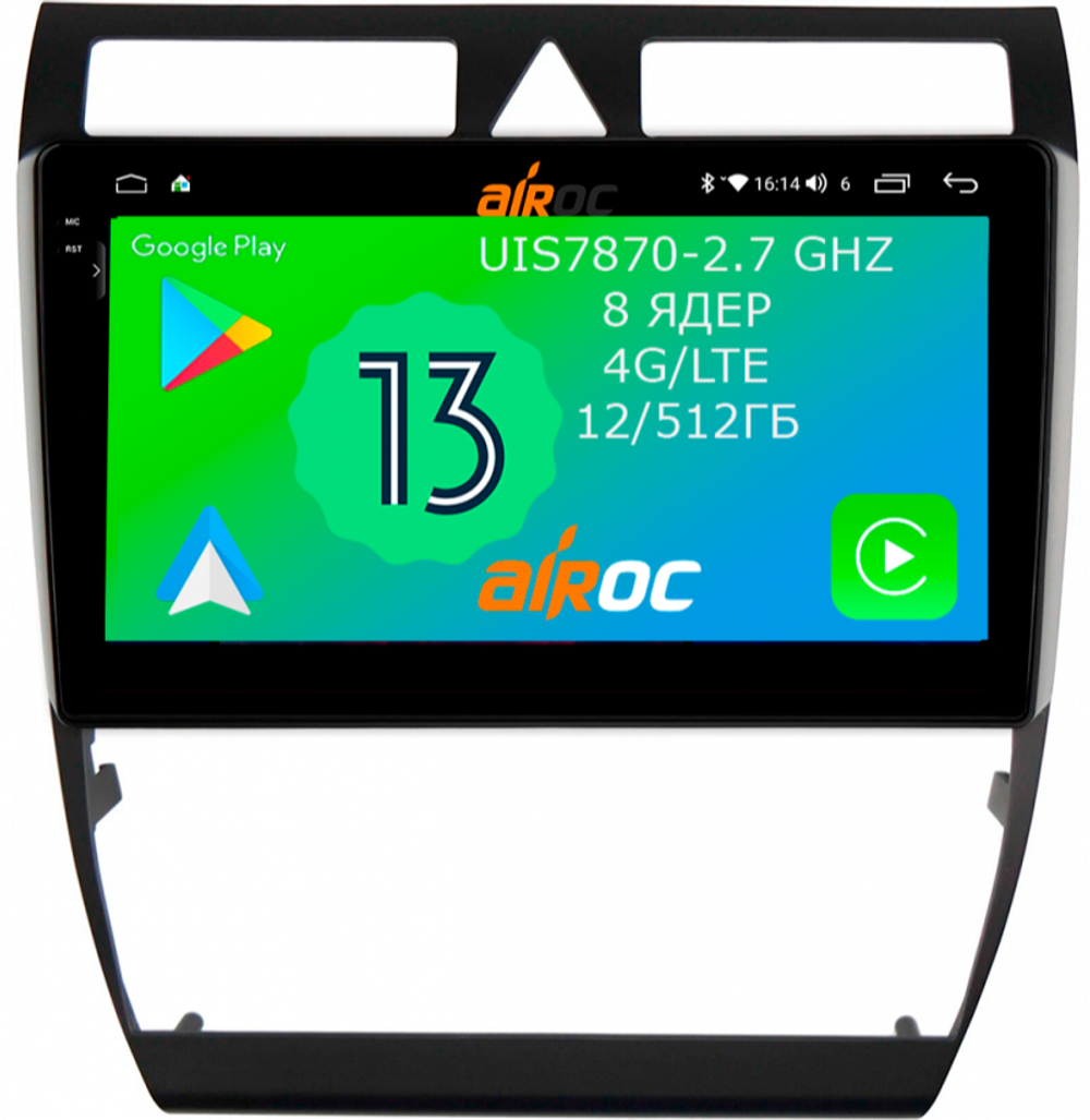 Магнитола для Audi A6 2001-2004 - Airoc 2K AU-3602 на Android 13, TS20, 12/512Гб, SIM-слот