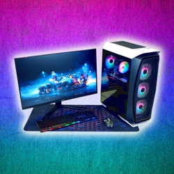 Игровой компьютер с монитором 27 дюйма, i7-10700, ОЗУ-32GB, AMD Radeon RX580 8GB, SSD 1 TB, Windows 11