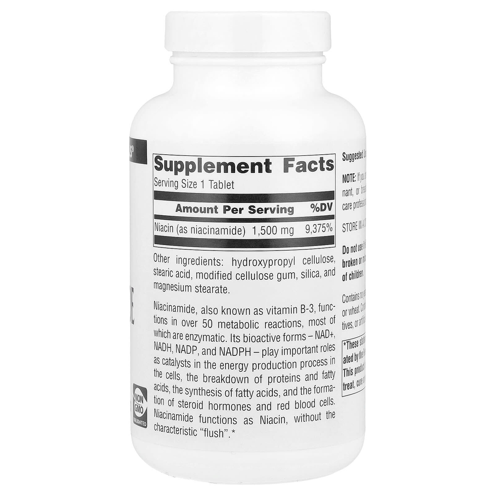 Source Naturals, никотинамид B3, 1500 мг, 100 таблеток