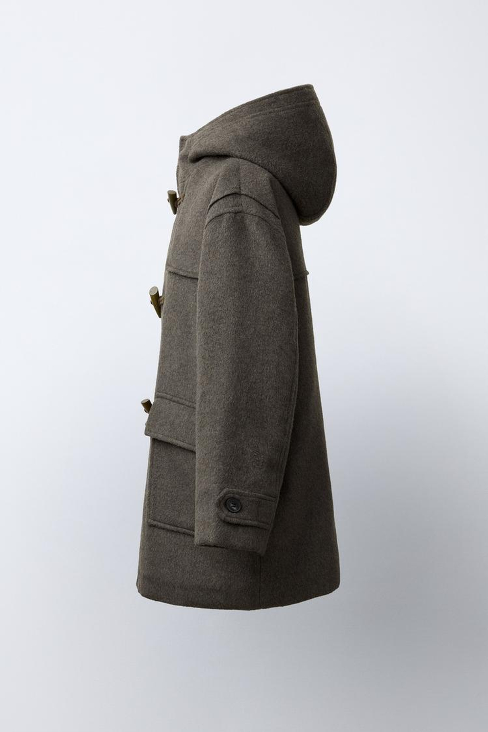 ZARA ПАЛЬТО ИЗ ШЕРСТЯНОЙ ТКАНИ, СЕРО-КОРИЧНЕВЫЙ