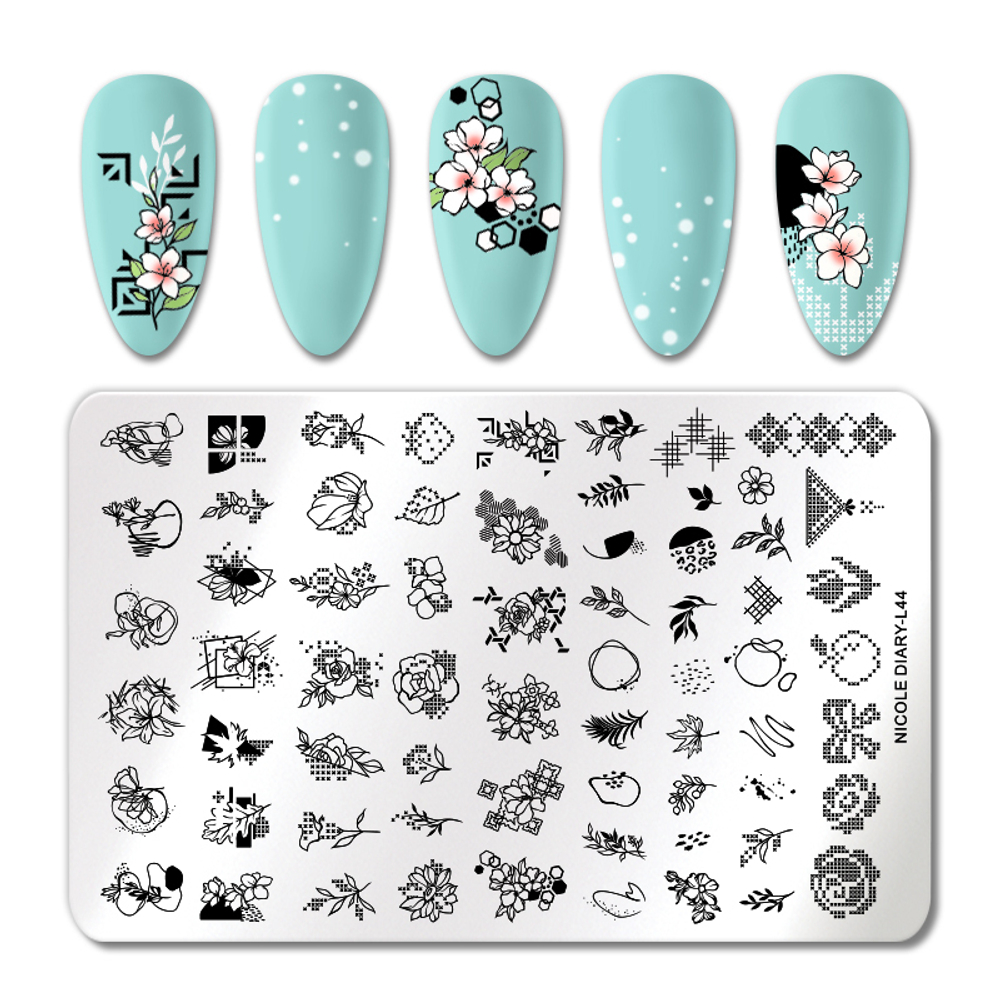 Nicole Diary, Пластина для стемпинга 14,5*9,5 см 52066 ND-L44, 1 шт
