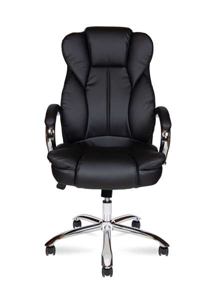 Кресло офисное Норден / Верса / (black) сталь + хром / черная экокожа