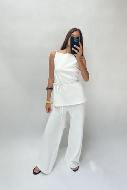 ZARA БРЮКИ SOFT ШИРОКОГО КРОЯ ИЗ ТКАНИ ПИКЕ, ЭКРЮ